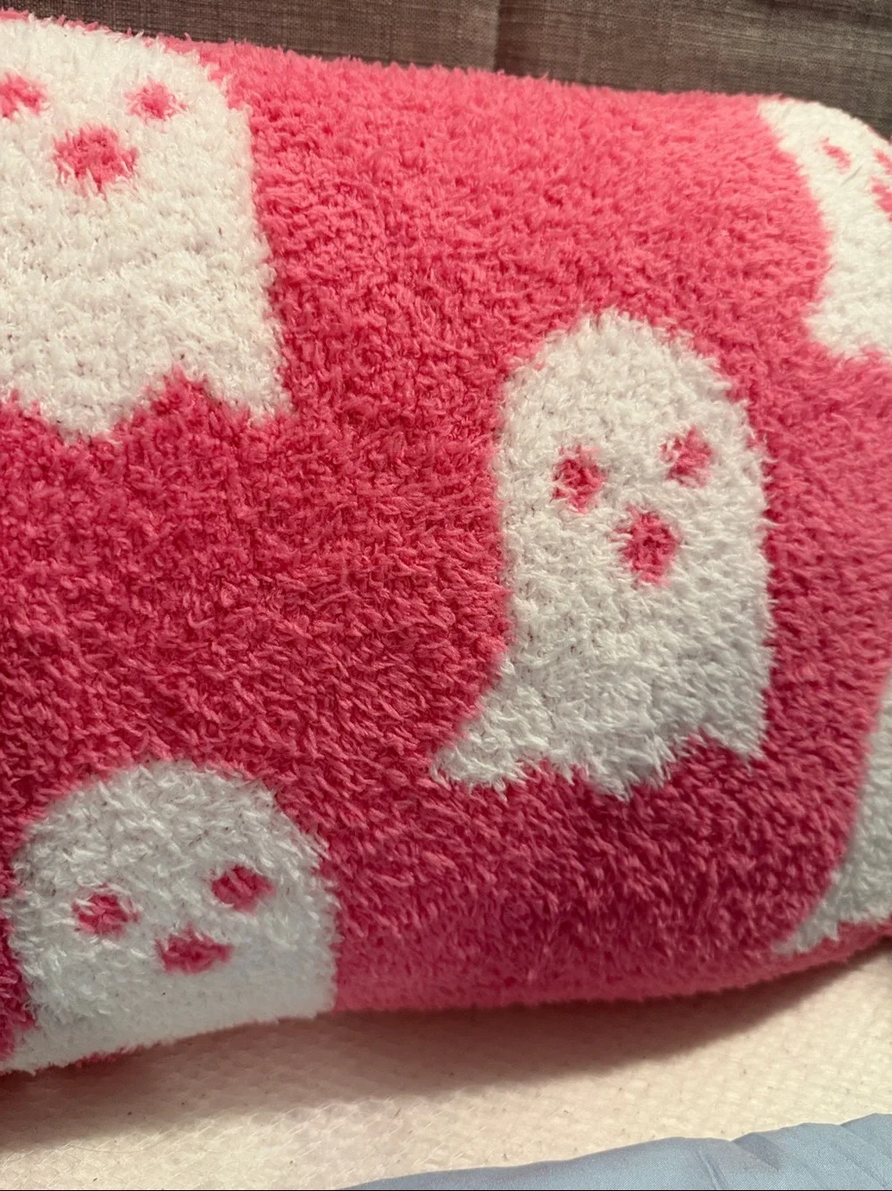 Cupcakes and Cashmere Pink Ghost Halloween Decorative Pillow NWT